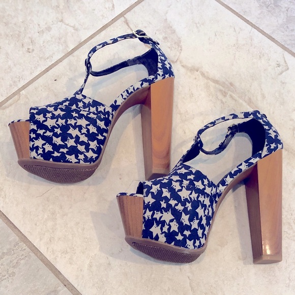 ⭐️Jessica Simpson Dany T-Strap Platforms- Blue American Stars ⭐️ - Picture 6 of 13